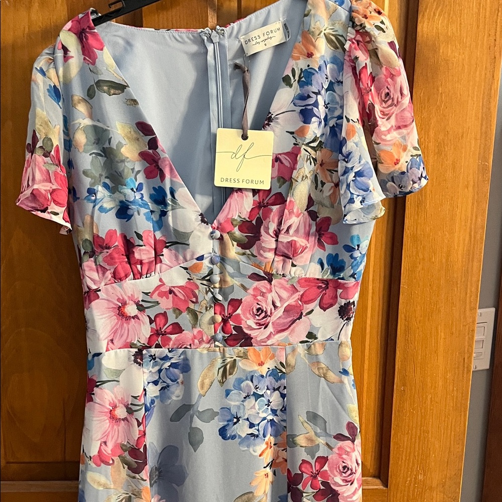 Dress Forum Floral V-Neck Blue Floral Maxi Dress